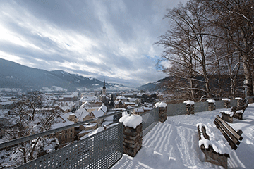 A wonderful view of the city Bruck an der Mur in Winter